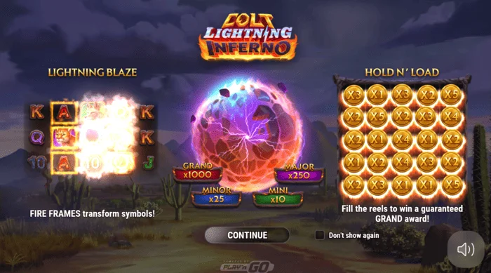 Colt Lightning Inferno κύρια οθόνη